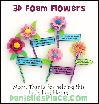 Flowers with Printable Note Mother's Day Craft