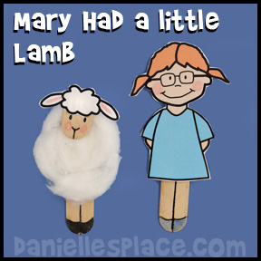 Mary Had a Little Lamb Craft Stick Puppets
