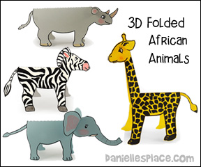 3D Folded African Animals