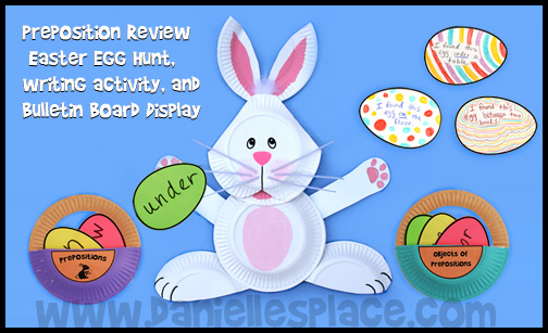 Preposition Easter Egg Hunt, Writing Activity, and Bulletin Board Display