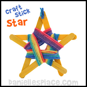Craft stick star with yarn craft