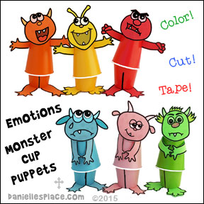 Emotions Monster Cup Puppets