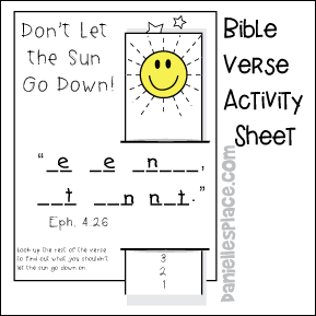 Eph 4:26 Bible Verse Activity Sheet