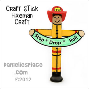 Stop, Drop, and Roll Craft Stick Fireman Craft