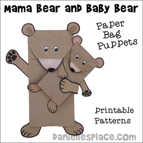 Mama Bear and Baby Bear Paper Bag Puppets