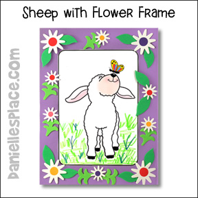 Sheep with Flower Frame Picture