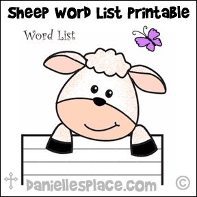 Sheep Word List Printable