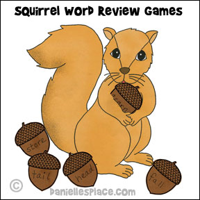 Squirrel Word Review Coloring Sheet and Learning Activity