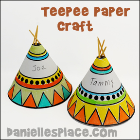 Paper Teepee Craft for Kids