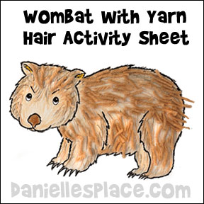Wombat with Yarn Hair Activity Sheet