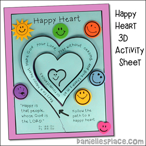 3D Happy Heart Activity Sheet