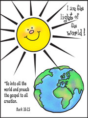 "Go Ye Into All the World to Preach the Gospel to All Creation" Coloring Sheet