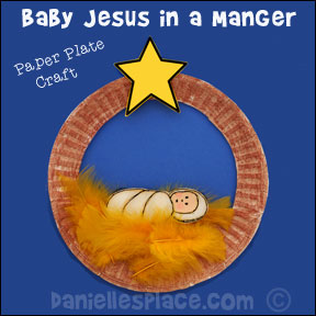 Baby Jesus in a Manger Paper Plate Craft