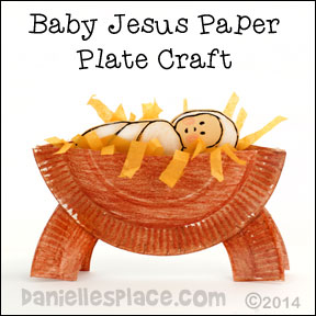Baby Jesus in a Manger Paper Plate Craft