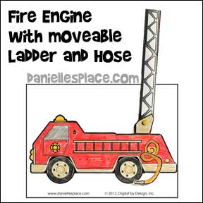 " Fire Engine with Moveable Ladder and Hose Bible Activity Sheet