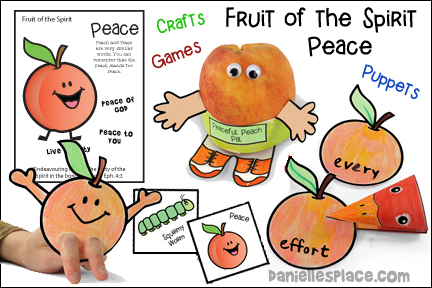 Fruit of the Spirit - Peace Fruit of the Spirit - Gentleness for Sunday School and Children's Ministry, Including Bible Crafts, Games, songs,  and Bible Verse Review Activities, Bible Reference: Galatians 5:22-23a and Matthew 6:26-34, Bible Verse Picture for Peace, Peaceful Peach Pal craft, Peaceful Peach Finger Puppet craft, paper Bird Hand Puppet craft, Make Mini Cheesecakes, Flash Card Bible Verse Review Game, Love, Joy, or Peace game, Pass the Peace Bible Verse Review Game, song peace, I have peace, daniellesplace.com, daniellespace.com, daniellplace.com, daniellsplace.com, danielsplace,com, danielspace.com, danielplace.com, danilesplace.com, danielplace.com