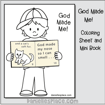 God Made Me Coloring Sheet and Mini Book Craft