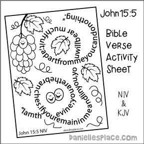 John 15:5 Bible Verse Activity Sheet