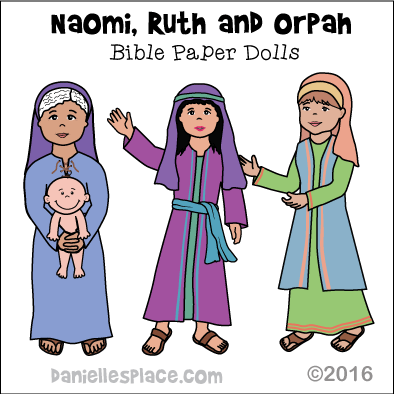 Naomi, Ruth, and Orpah Paper Dolls