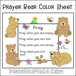 Prayer Bear Coloring Sheet