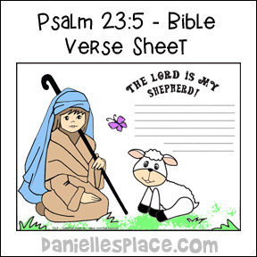 "The Lord is My Shepherd Bible Verse Sheets" Writing Activity
