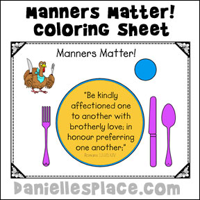 Manners Matter Thanksgiving Place Holder Sheet