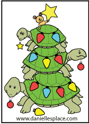Turtle Christmas Tree Coloring Activity Sheets, Learning Activities, and Bulletin Board Printouts