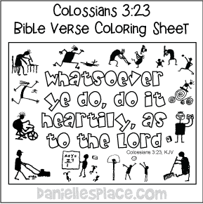 Colossians 3:23 Bible Verse Coloring Sheet