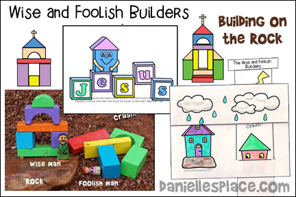 Wise and Foolish Builders - Building on the Rock Bible Lesson, www.daniellesplace.com Bible verse: Matthew 7:24, Scripture References:
Matthew 7:24-29 or Luke 6:46-49- Wise and Foolish Builders, Jeremiah 29:11 – God’s Plan for You, Printable bible verse cards, Teaching Concept:
Listening to what God has to say, and doing what He says is the smart or wise thing to do. Wisdom leads to happiness, a good life, hope, peace, and power; not listening or disobeying leads to destruction, pain, and failure, Early arrivals activities: Building on the Rock and in the Sand, Building On Jesus Activity Sheet (Younger Children) wise and foolish builders activity sheet, The Rain Came Down Activity Sheet (Older Children), the lesson, prayer, Activities, The Rain Comes Down Activity, Building According to a Plan (Older Children) activity, Building According to a Plan (Younger Children) activity, Watch the Parable of the Wise and Foolish Builders, Watch the Parable of the Wise and Foolish Builders song, danielesplace.com, danielsplace.com, danielleplace.com, danieelesplace.com, daniellespace.com
