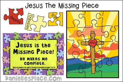 Jesus the Missing Piece Bible Lesson for Sunday School and Children's Ministry, Including Bible Crafts, Games, songs,  and Bible Verse Review Activities,  

daniellesplace.com, daniellespace.com, daniellplace.com, daniellsplace.com, danielsplace,com, danielspace.com, danielplace.com, danilesplace.com, danielplace.com