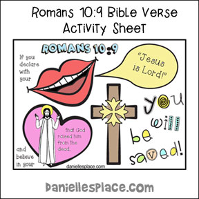 Romans 10:9 Bible Verse Sheet