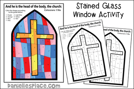 Stained Glass Window Color-by-Number Activity Sheet