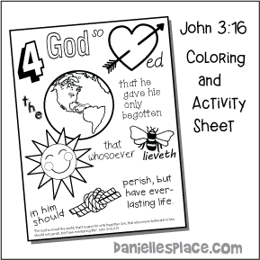 John 3:16 Rebus Coloring and Activity Sheet