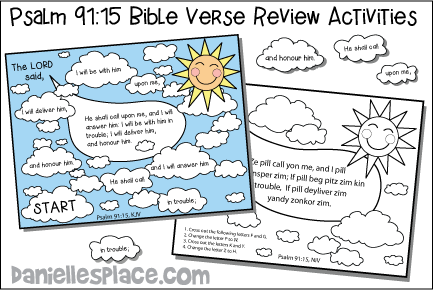 Psalm 91:15 Bible Verse Review Activities