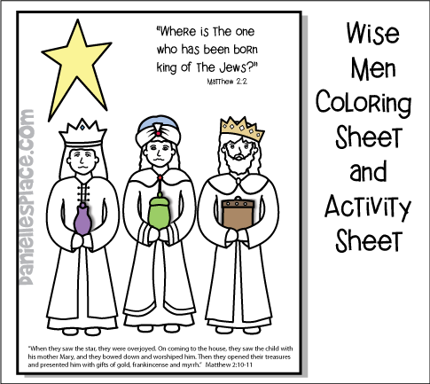 Wise Men Coloring Sheet, Activity Sheet, Stick Puppets