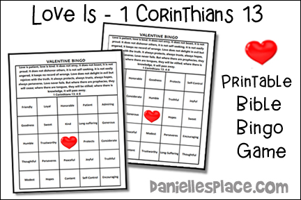 Love Is Valentine Bible Bingo Printable Game for Children