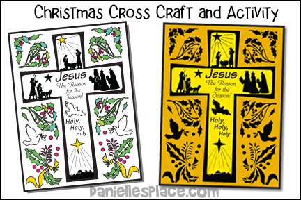 Christmas Cross Craft and Coloring Sheet for Children's Ministry