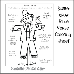 Scarecrow Bible Verse Coloring Sheet