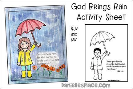 Spring - God Gives Us Rain Bible Verse Activity Sheet
