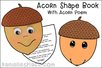 Acorn Shape Book, Poem and Writing Activity