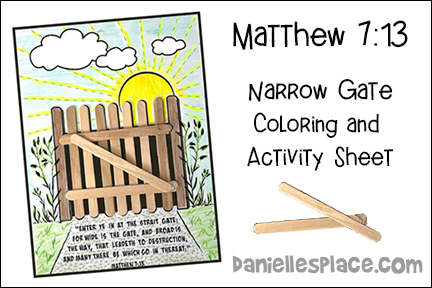 Matthew 7:13 - Narrow Gate Activity Sheets for Sunday School