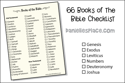 Sixty-six Books of the Bible Checklist Sheet