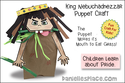 King Nebuchadnezzar Eating Grass Paper Bag Puppet Craft from the Book of Daniel